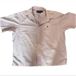 Ralph Lauren Pink and Blue Classic Fit Button Down Striped Shirt Size Xl Men's